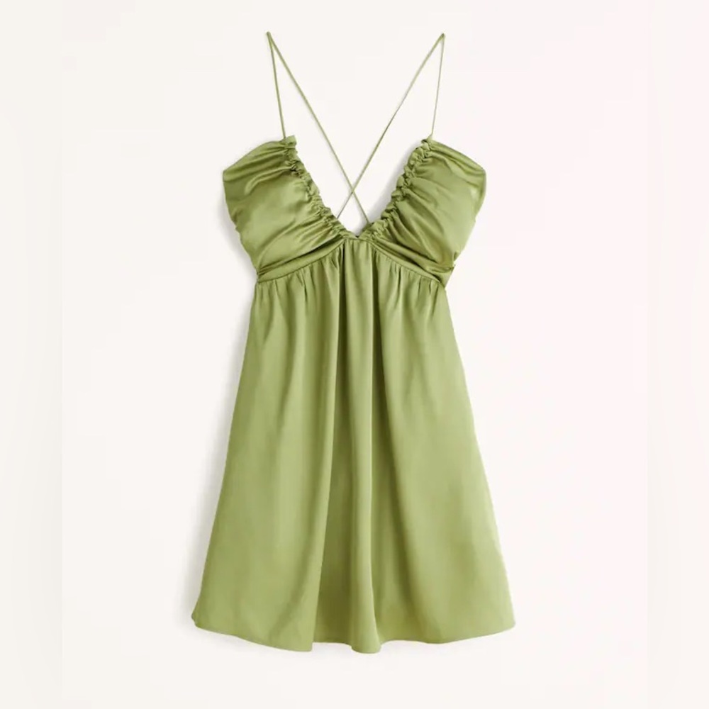 Abercrombie & Fitch Drama Ruched Mini Dress Lime Green NWT XL Petite